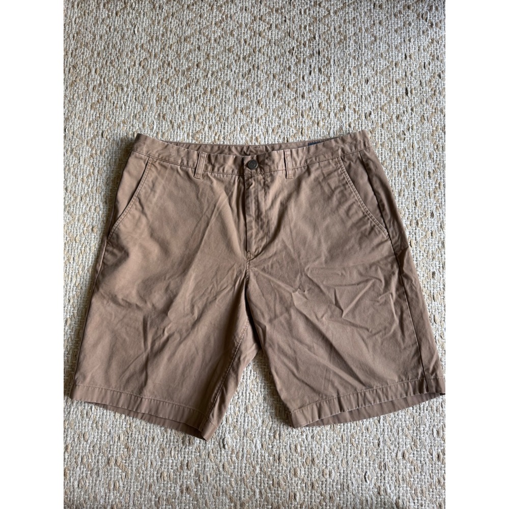 Bonobos Mens Washed Chino Shorts Brown 9 Inch Inseam Size 36 Casual Cotton Twill